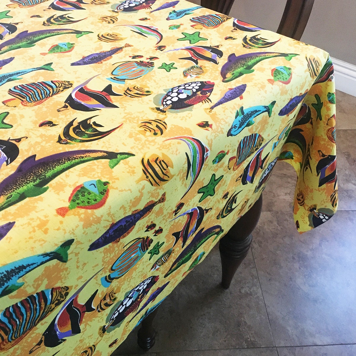 Under the Sea Fish Aquarium Cotton Tablecloth / Home / Wedding / Picnic ...