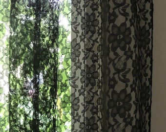 Sheer Floral Lace Curtain Panel / Window Décor / Window Treatments / French Door Custom Option / Backdrop / Classroom / Bedroom Curtain