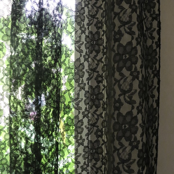 Sheer Floral Lace Curtain Panel / Window Décor / Window Treatments / French Door Custom Option / Backdrop / Classroom / Bedroom Curtain