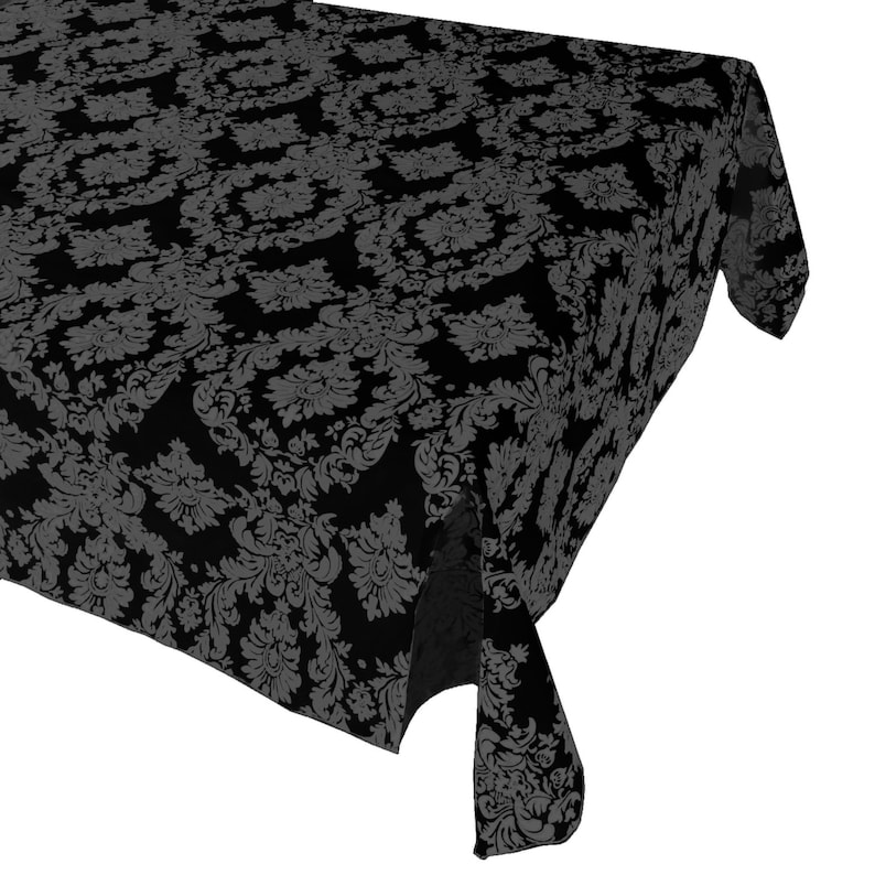 Damask Table Cloth Decorative Polyester Taffeta Charcoal Black