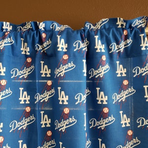 LA Dodgers Baseball Sports Team algodón ventana cenefa o cortina/cocina/dormitorio/aula/comedor/RV/decoración de la ventana del hogar