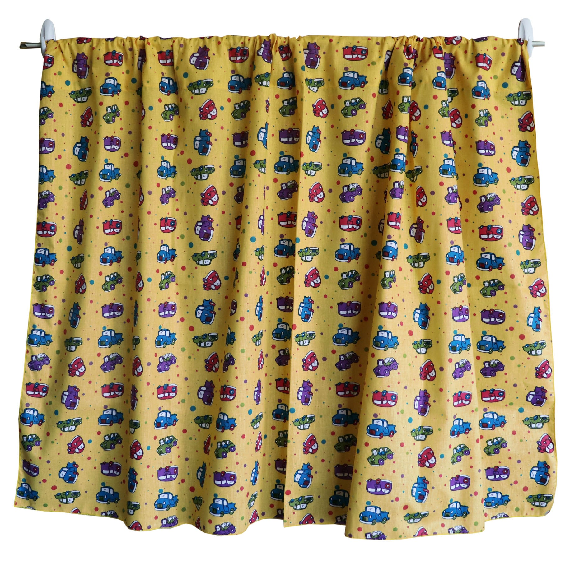 Cars and Trucks Print Cotton Curtain Panel 58 Inch Wide / Etsy