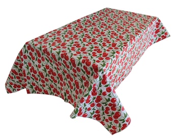 Cherries and More Plastic Print Tablecloth / PVC Material with Nonslip Flannel Backing / Home / Picnic / Outdoor / Holiday Event Table Décor