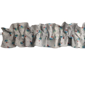 Tiny Flower Dots Print Cotton Curtain Sleeve Topper con volantes por encima y por debajo del bolsillo / Tratamiento de ventana / Pedir personalizar