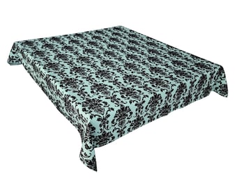 Polyester Poplin Tablecloth with a Printed Floral Damask Pattern for Dinner/ Events/ Holidays/ Parties/ Weddings