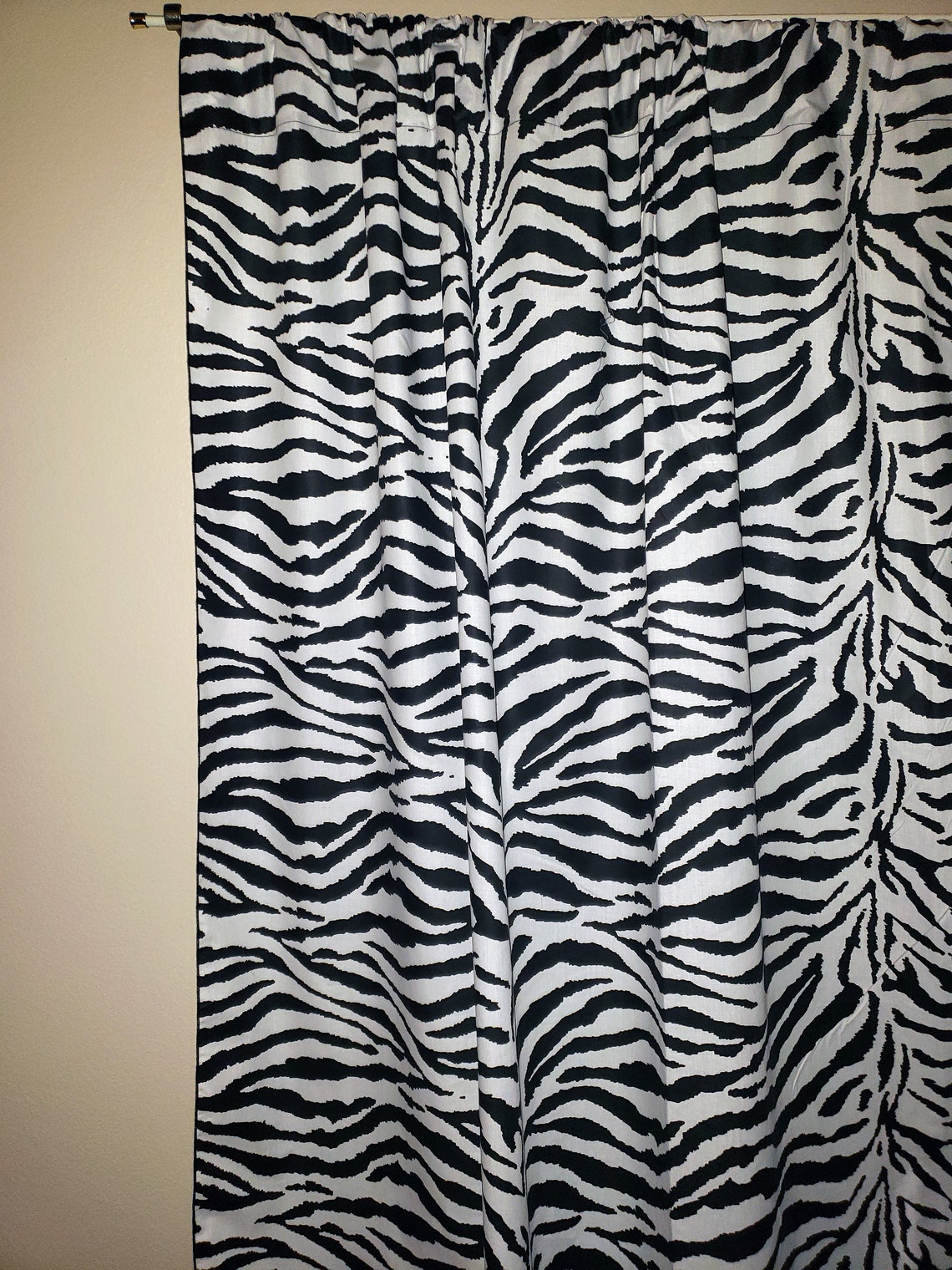 Zebra Stripes Cotton Curtain Panel 58 Inch Wide / Window Décor Etsy