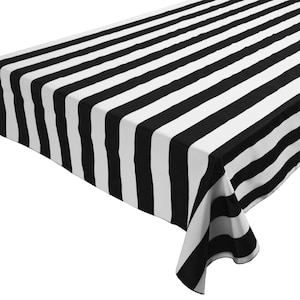 Cotton 2 Inch Wide Stripes Tablecloth / Home / Wedding / Picnic / Diner / Holiday / School / Event Table Décor