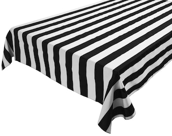 Cotton 2 Inch Wide Stripes Tablecloth / Home / Wedding / Picnic / Diner / Holiday / School / Event Table Décor