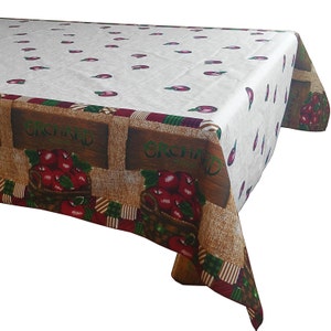 Orchard Grown Apples Cotton Print Tablecloth / Home / Wedding / Picnic / Diner / Holiday / School / Convention Booth / Event Table Décor image 1