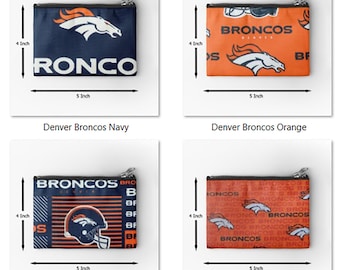 Denver Broncos Cotton Canvas Pouch / Makeup Bag / Travel Pouch / Pen Case / Coin Purse / Large Pouch / School Supplies  Organize Pouch