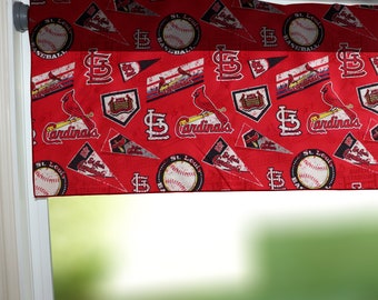 St. Louis Cardinals Baseball Sports Team Cotton Window Valance or Curtain / Kitchen / Bedroom / Classroom / Diner / RV / Home Window Décor