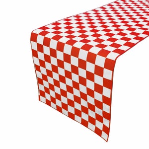 Racecar Checkerboard Cotton Table Runner Home Décor / Wedding / Parties / Events / Birthday / Display Table / Dresser / Coffee & Side Table Red