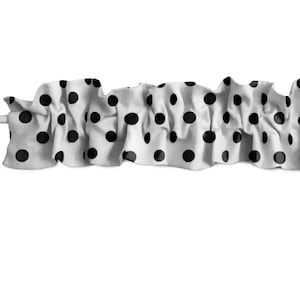 Polka Dots Print Cotton Curtain Sleeve Topper with Ruffles Above & Below the Pocket / Kitchen and Bedroom Window Treatment/ Ask to Customize
