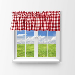 Gingham Checker Cotton Window Valance Curtain Top / Window Treatment / Kitchen / Bedroom / Classroom / Diner / RV / Home Window Décor