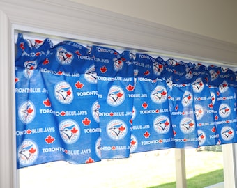 Toronto Blue Jays Baseball Sports Team Cotton Window Valance or Curtain 58" Wide / Bedroom / Classroom / Diner / RV / Home Window Décor