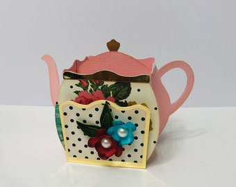 Handmade box card - Teapot