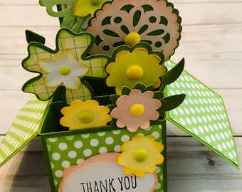 Handmade Floral Box Card - Thank You