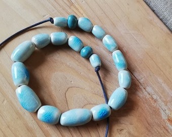 Turquoise beaded necklace / Handmade beaded jewelry / Unique ceramic necklace / Turquoise beads / Handmade ceramic gift for her