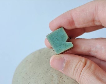 Artisan ceramic adjustable turquoise ring