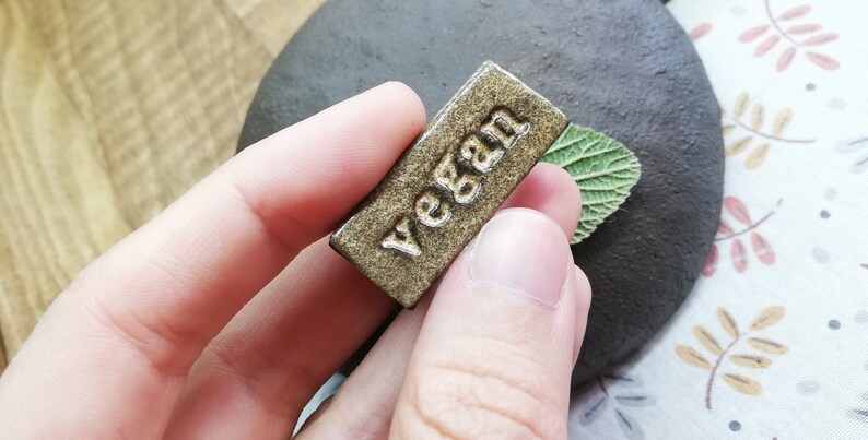 Artisan ceramic vegan brooch