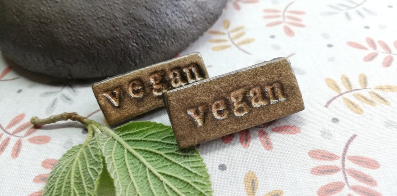 Artisan ceramic vegan brooch
