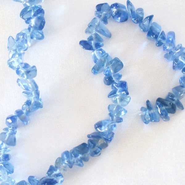 Blue Glass Chips Beads Etsy