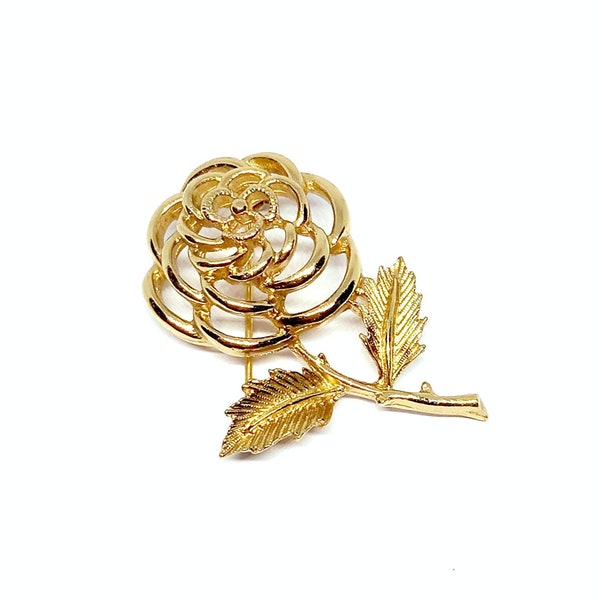 Rose Brooch Sarah Coventry Brooch Gold Jewellery Gold Flower Vintage 1960s Cov Canada Pin