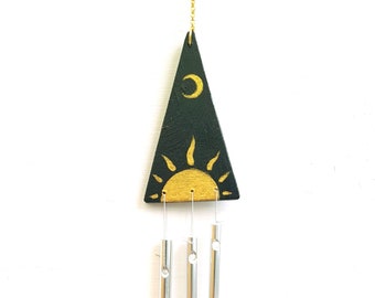 Hemelse windgong Sun Moon sterren muur opknoping Whimsigoth Witchy Decor handgemaakt