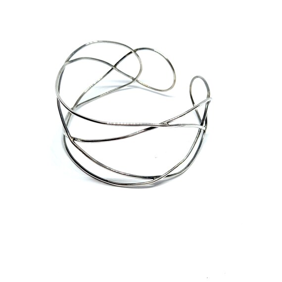 Sterling Silver Bangle Silver Wire Cuff Open Shap… - image 4