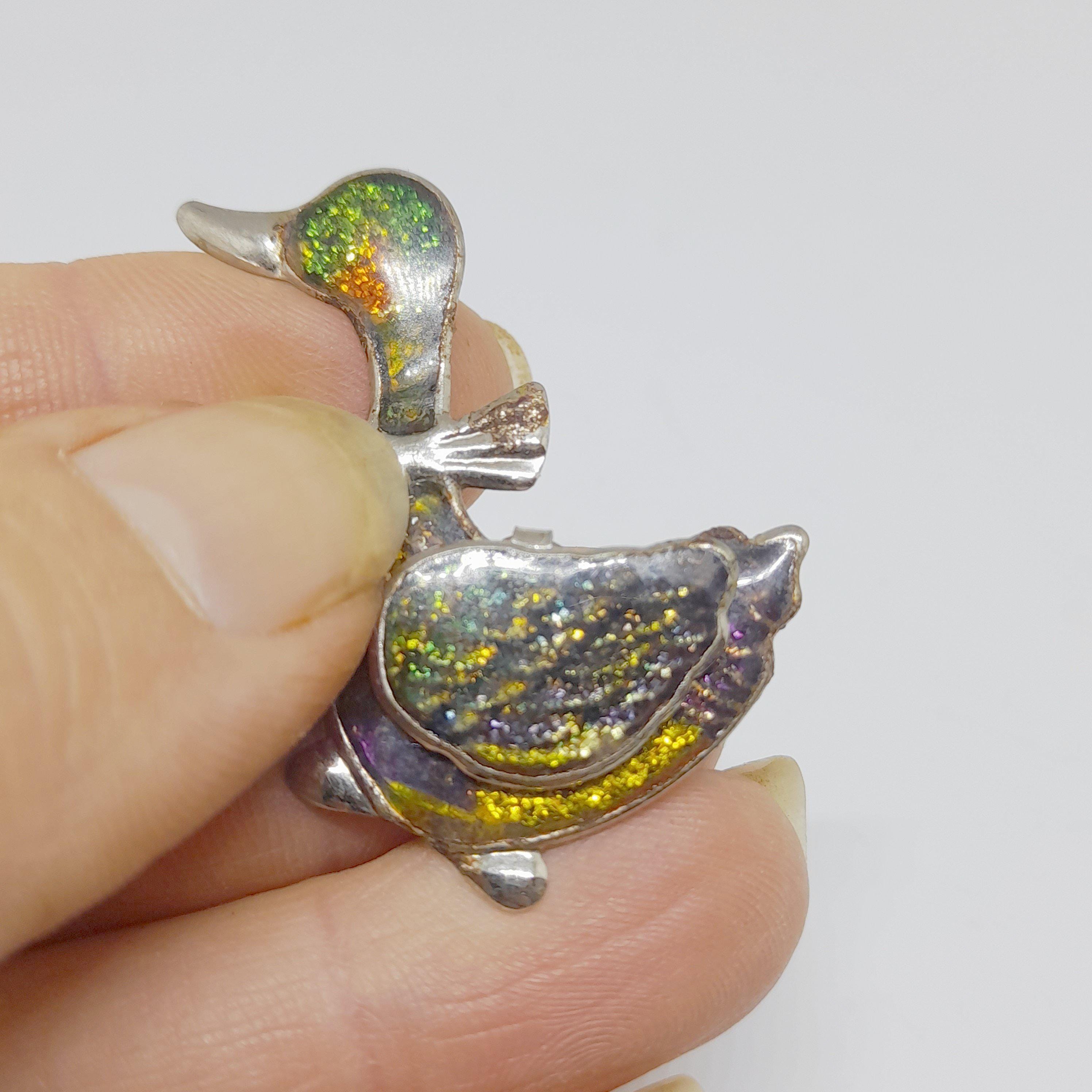Broche Canard Vintage - Bijou Fantaisie Charmant - Accessoire D'occasion En Bon état