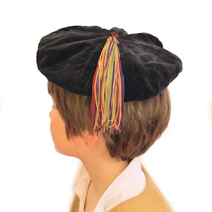 Antique Velvet Beret Hat With Tassel Art Deco Hat 1920s 30s Vintage Beret Rare