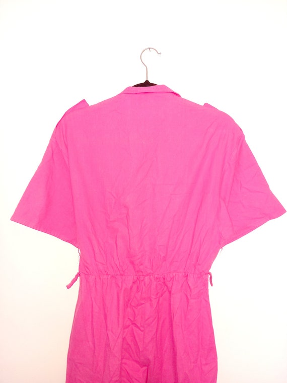 Vintage Jumpsuit Pink Cotton Boilersuit 1980s 90s… - image 10
