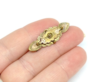 Victorian Brooch Antique Gold Jewellery Rose Gold Flowers Etched Vintage Signed AJC