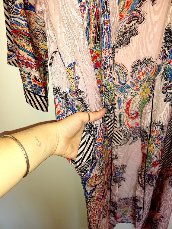 Vintage Kimono Robe Silky Vintage Dressing Gown P… - image 9