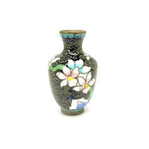Miniature Cloisonne Vase Vintage Chinese Enamel Blossom 1960s 70s