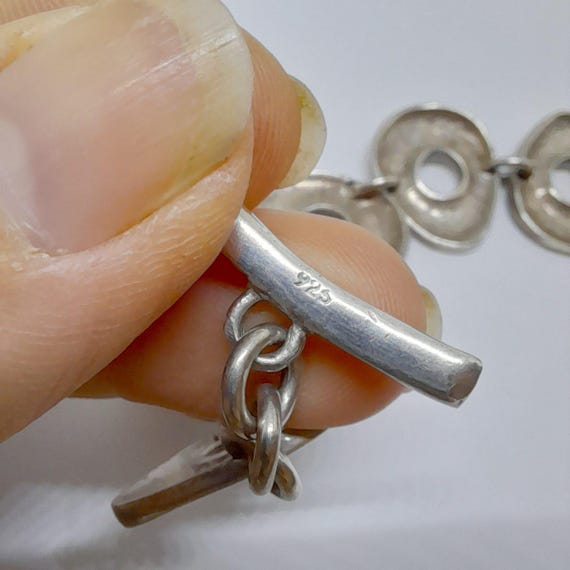 Chunky Solid Silver Bracelet Toggle Clasp 925 Vin… - image 9
