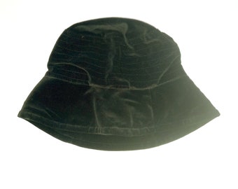 Vintage Kangol Hat Black Velvet Bucket Hat 90s Y2K Cloche Rapper Small