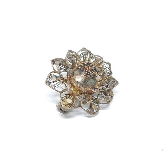 935? Broche En Argent Filigrané Fleur Avec Turquoise 935? Broche En Argent Filigrané Fleur Avec Turquoise