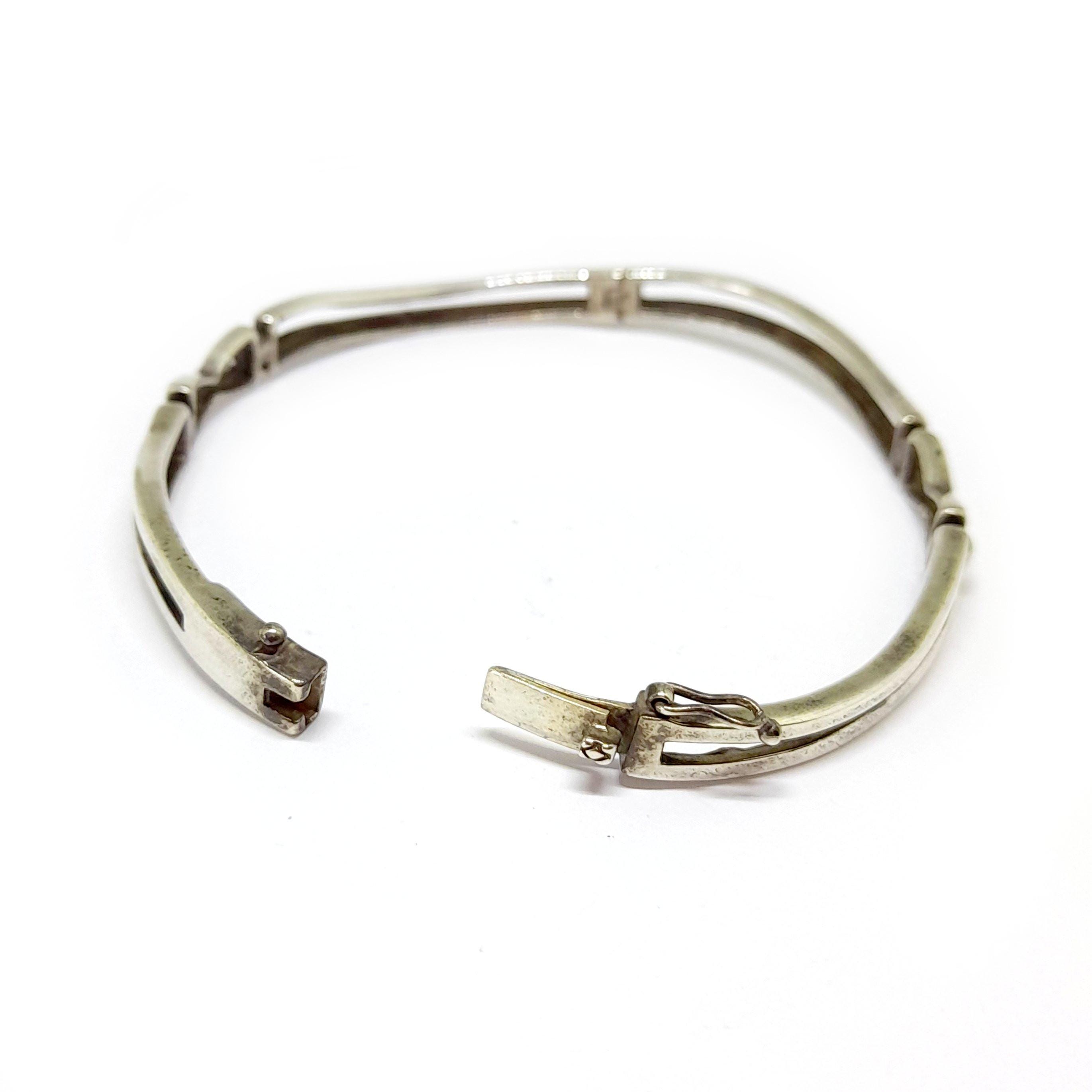 Sterling Silver Bangle Vintage 90s Y2K 00s Bracelet Double Wave 