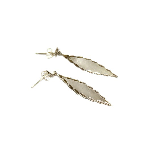 Sterling Silver Leaf Earrings Solid Silver Leaves… - image 2