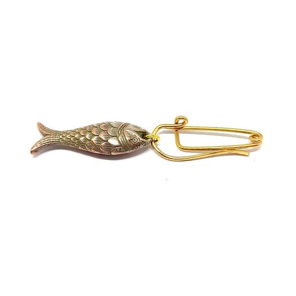 Upcycled Antique Fish Pin Rolled Gold Clip Fish Brooch Fish Charm Vintage Parts