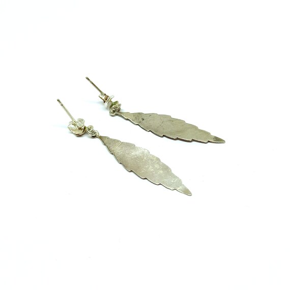 Sterling Silver Leaf Earrings Solid Silver Leaves… - image 6