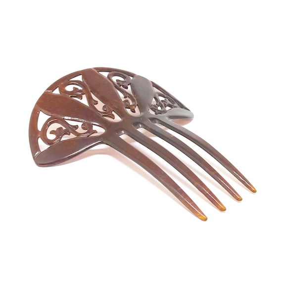 Art Deco Hair Comb Vintage Celluloid Faux Tortoiseshell Comb  display picture 3