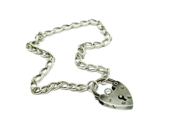 シルバー南京錠ハートイニシャルチャームブレスレット - Etsy 日本