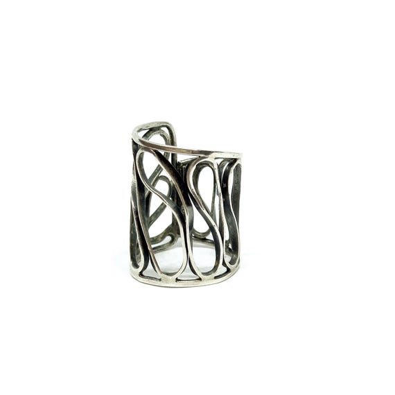 Statement Sterling Silver Ring Tall Wire Wave Des… - image 3
