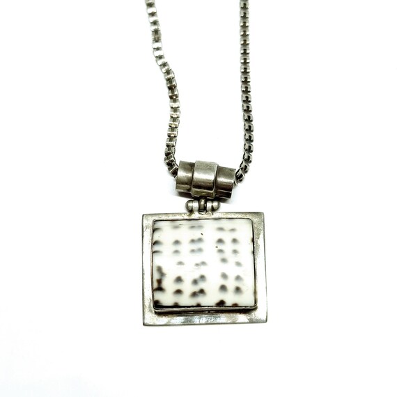 Sterling Silver Shell Pendant Square Unusual Spot… - image 2