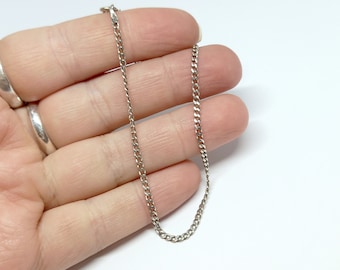 Sterling Silver Anklet 925 Ankle Chain Bracelet Curb Link 90s Vintage