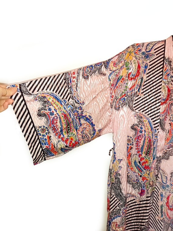 Vintage Kimono Robe Silky Vintage Dressing Gown P… - image 7
