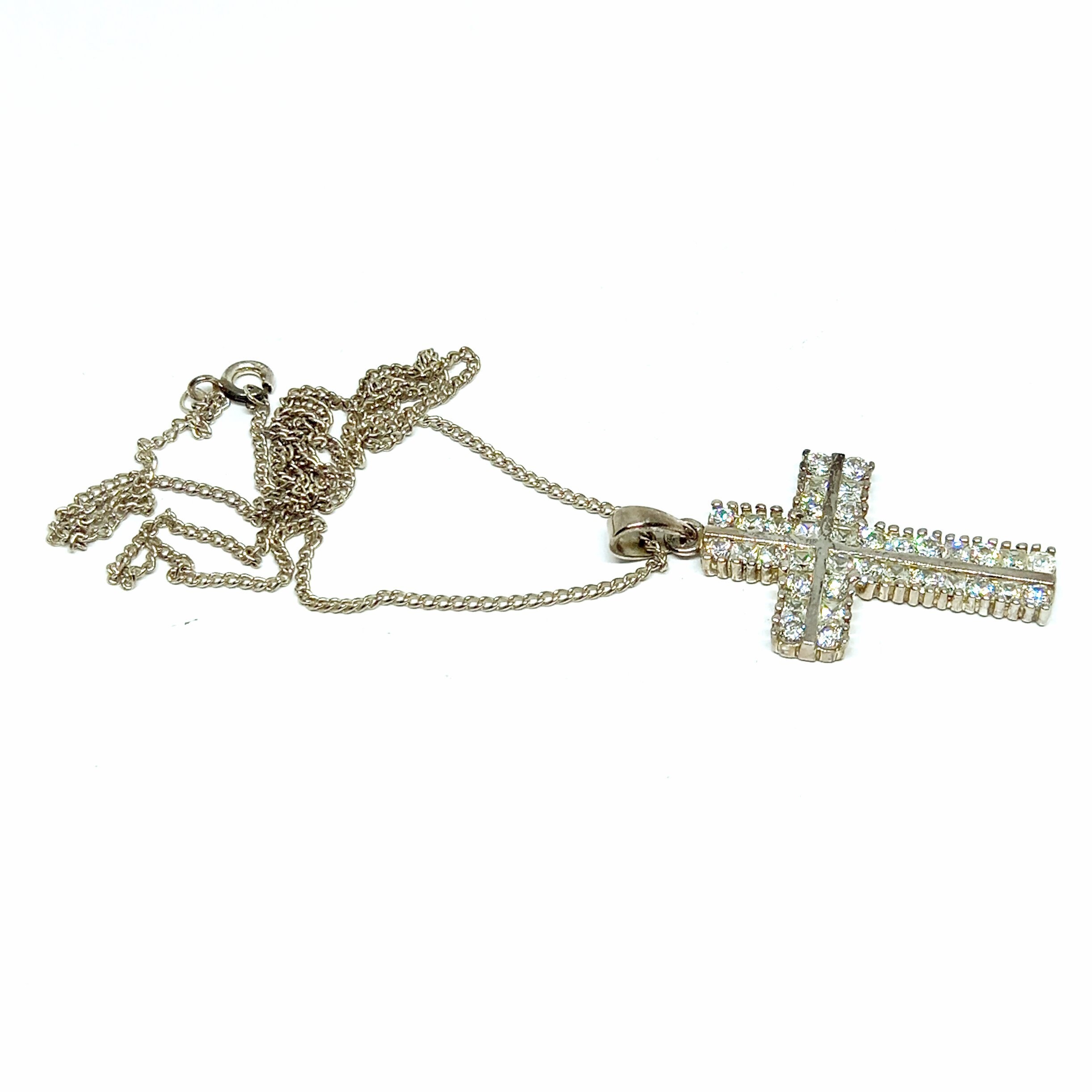 Cross Necklace Sterling Silver Cross Pendant Cubic Zirconia CZ Necklace ...