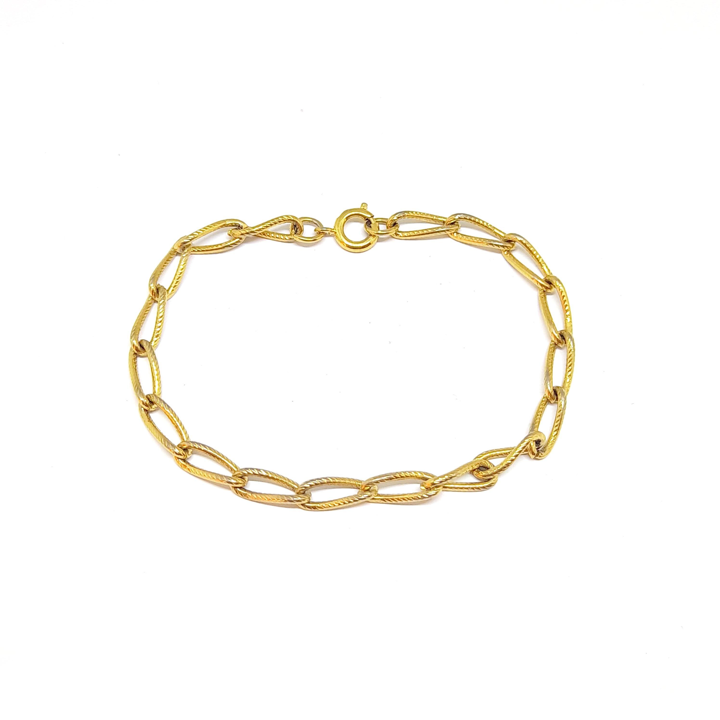 Gold Chain Bracelet Textured Cable Link Simple 90s 00s Bracelet